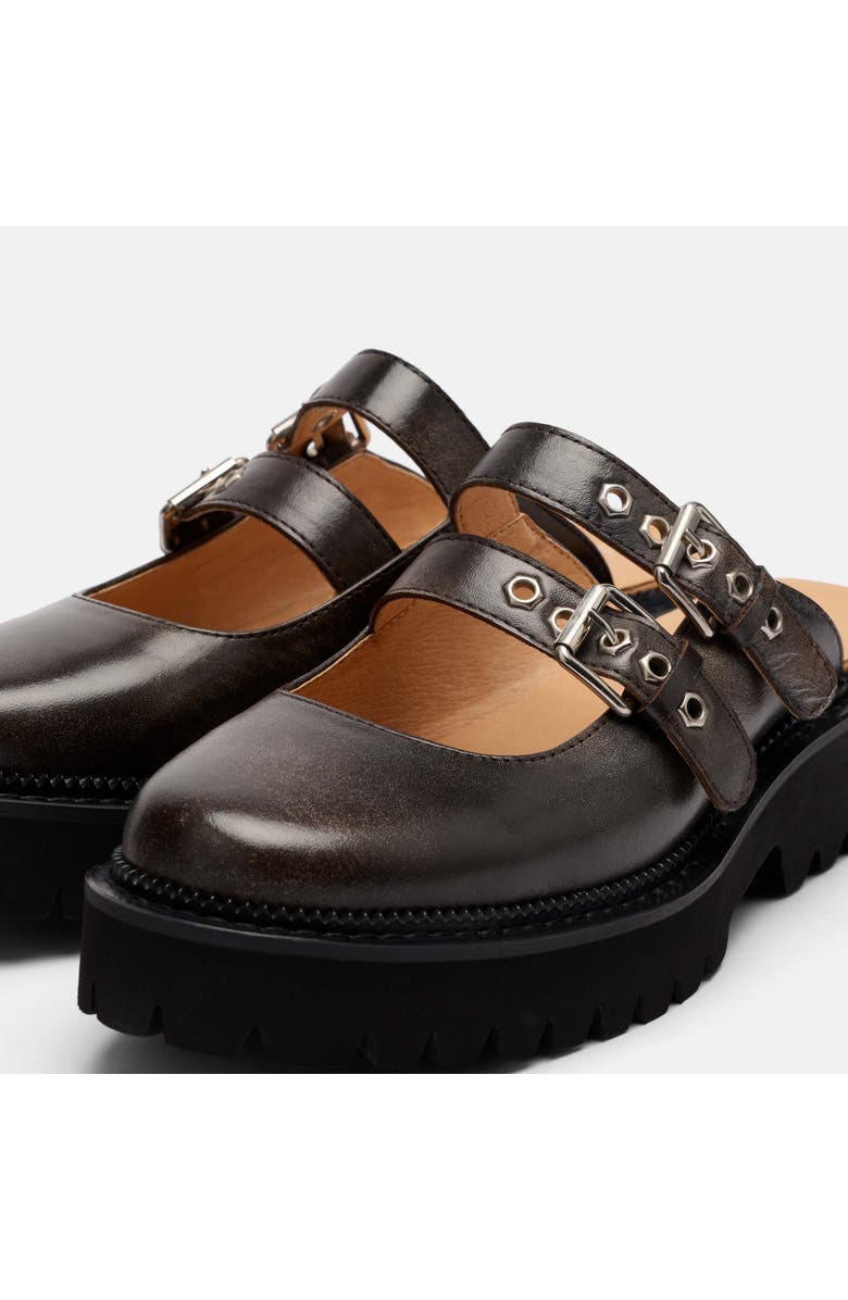 MARC NOLAN Lexi Leather Double-Buckle Lug Mules, Alternate, color, Brown Distressed