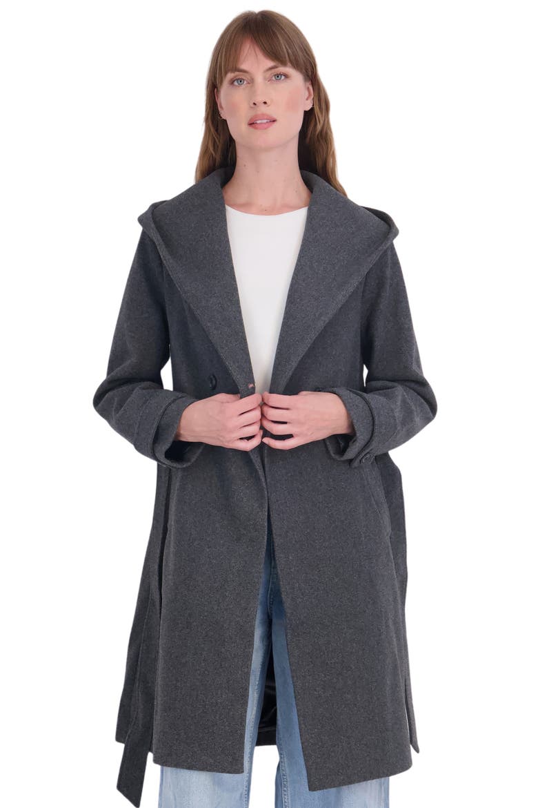 Faux Wool Oversized Hood Trench Coat, Alternate, color, CHARCOAL