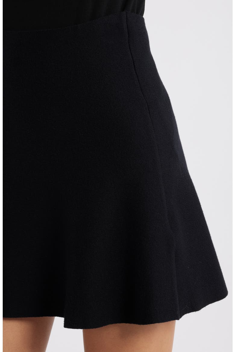 Flared Knit Skirt, Alternate, color, BLACK