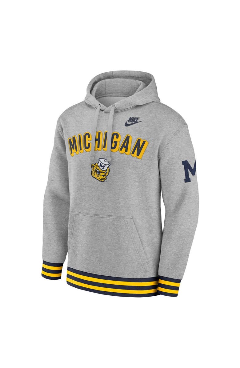 Nike Men's Nike Heather Gray Michigan Wolverines Legacy Retro Pullover Hoodie, Alternate, color, Heather Gray