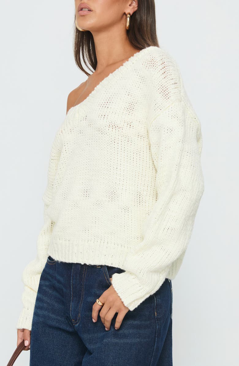 Princess Polly Talassa One-Shoulder Sweater, Alternate, color, White