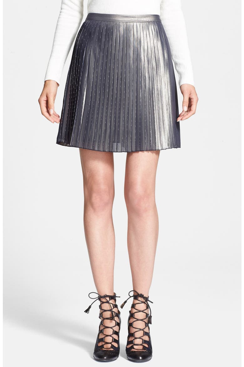 'Audra' Metallic Pleated Skirt, Main, color, GOLD/ SILVER