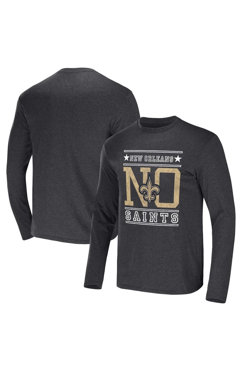 NFL X DARIUS RUCKER Men's NFL x Darius Rucker Collection by Fanatics Heathered Charcoal New Orleans Saints Long Sleeve T-Shirt, Main, color, Heather Charcoal