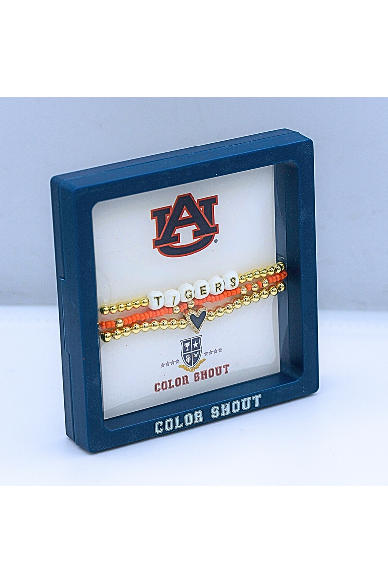 Auburn University Love My College Bracelet Stack, Alternate, color, Yellow Gold