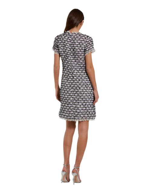 Mac Duggal Multicolor Cap Sleeve Floral Button Detail Shift Dress In Multi
