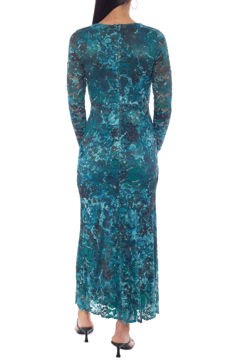 Marina Stretch Lace Long Sleeve Cocktail Dress, Alternate, color, Teal/ Hunter