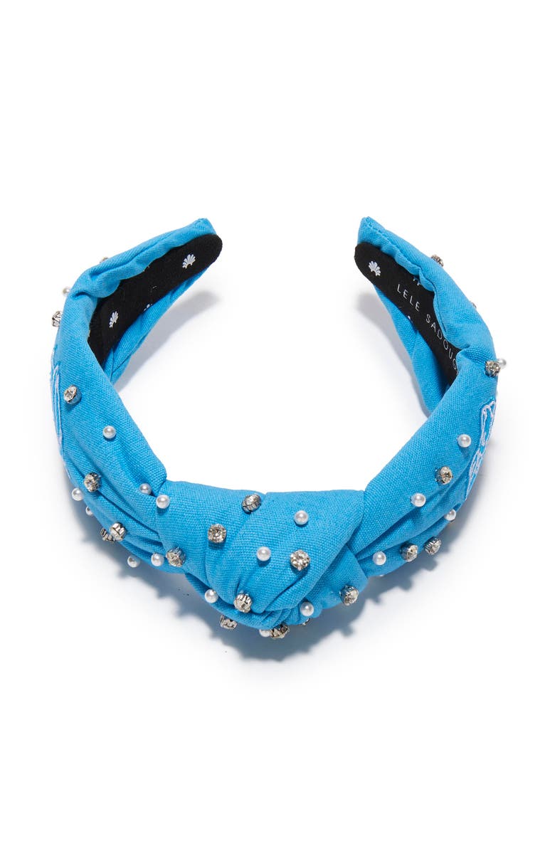 Lele Sadoughi Alpha Delta Pi Knotted Headband, Alternate, color, Adelphean Blue 400