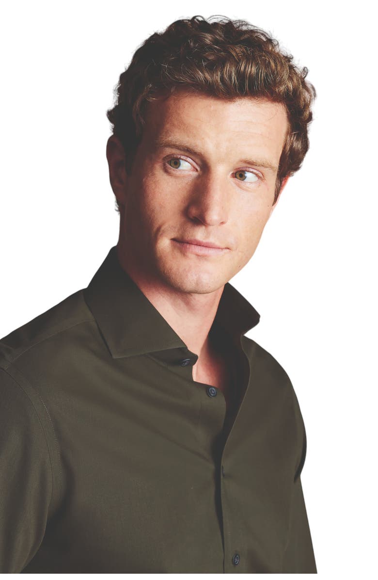 Charles Tyrwhitt Non-Iron Poplin Cutaway Slim Fit Shirt Single Cuff, Alternate, color, 