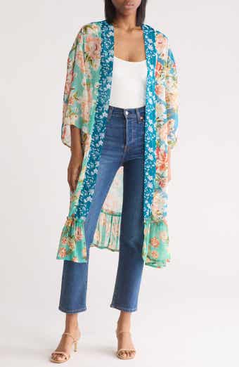 Vince Camuto Mixed Print Colorblock Duster