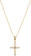 David Yurman Petite Modern Renaissance Cross Pendant Necklace in 18K Yellow Gold with Diamonds