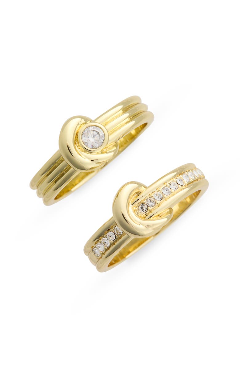 Covet Set of 2 Crystal Tied Band Rings, Main, color, Clear / Gold