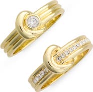 Covet Set of 2 Crystal Tied Band Rings