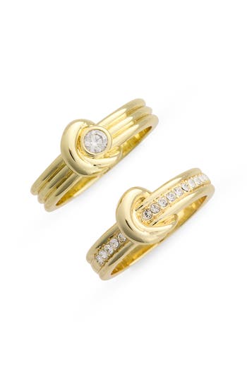 Covet Set Of 2 Crystal Tied Band Rings