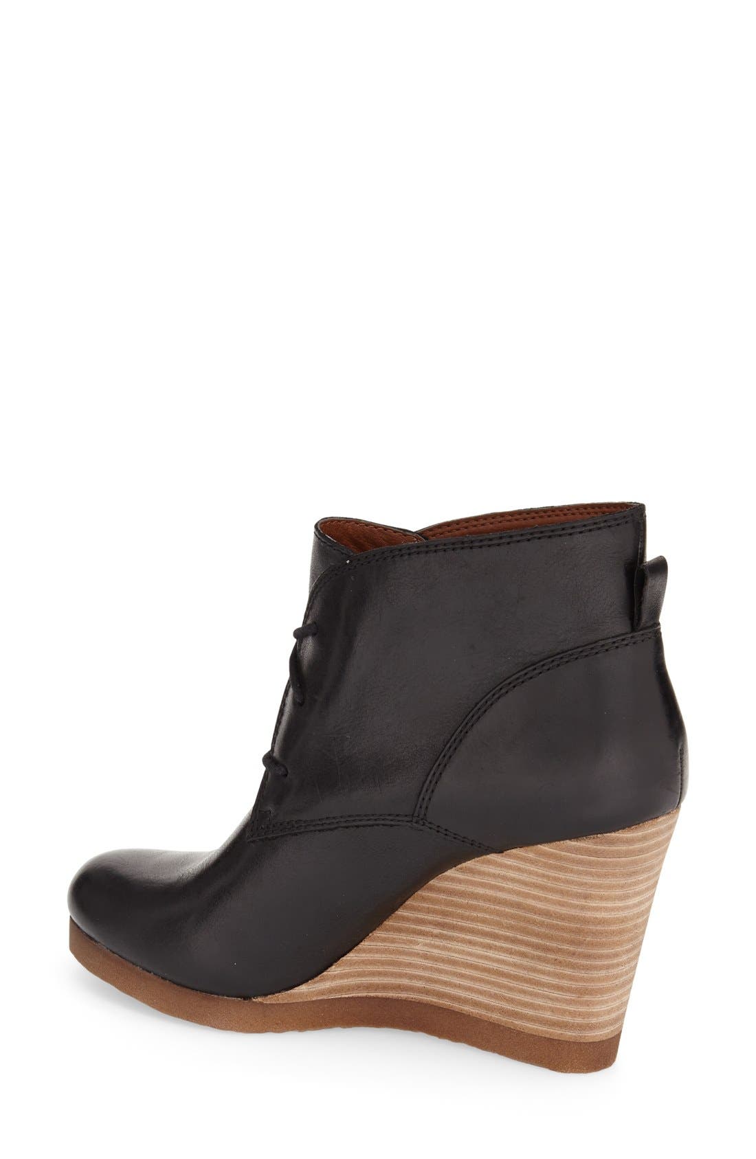 'Taheeti' Wedge Bootie (Women), Alternate, color, BLACK LEATHER