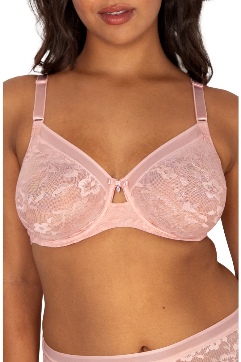No-Show Lace Underwire Unlined Bra, Main, color, BLUSHING ROSE