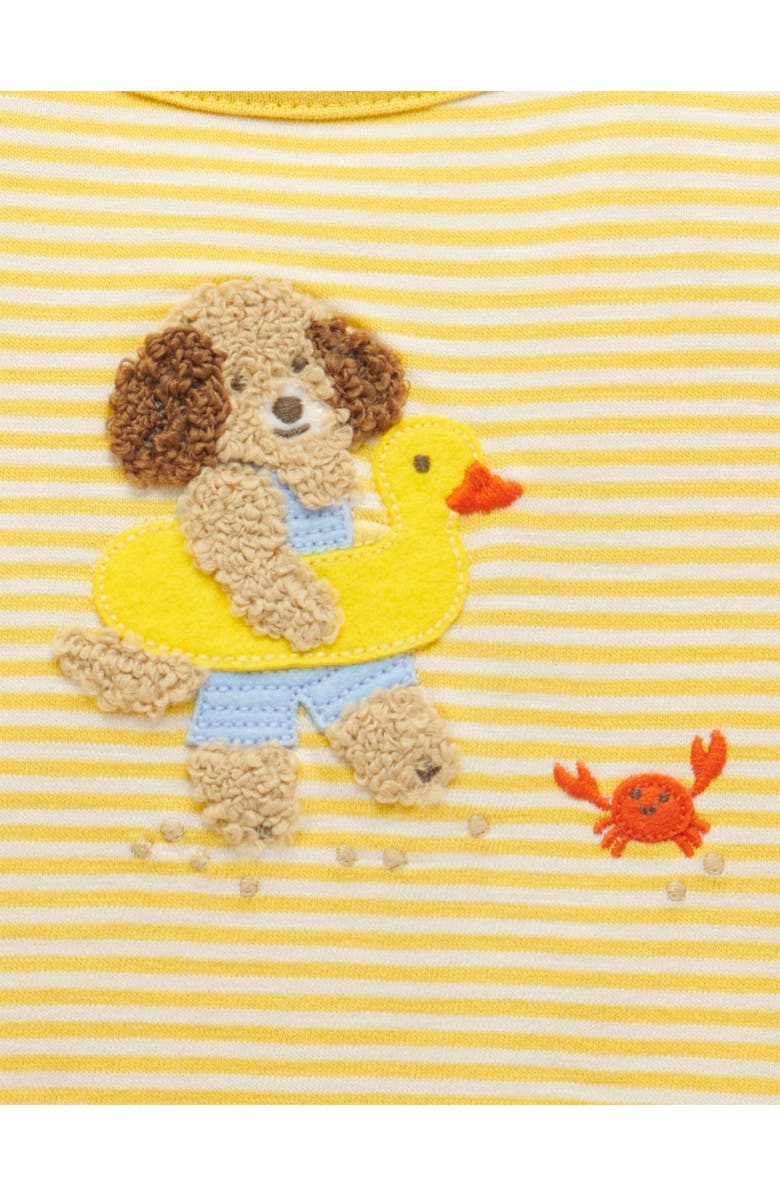 Purebaby Striped Short Romper, Alternate, color, Pineapple Mini Stripe