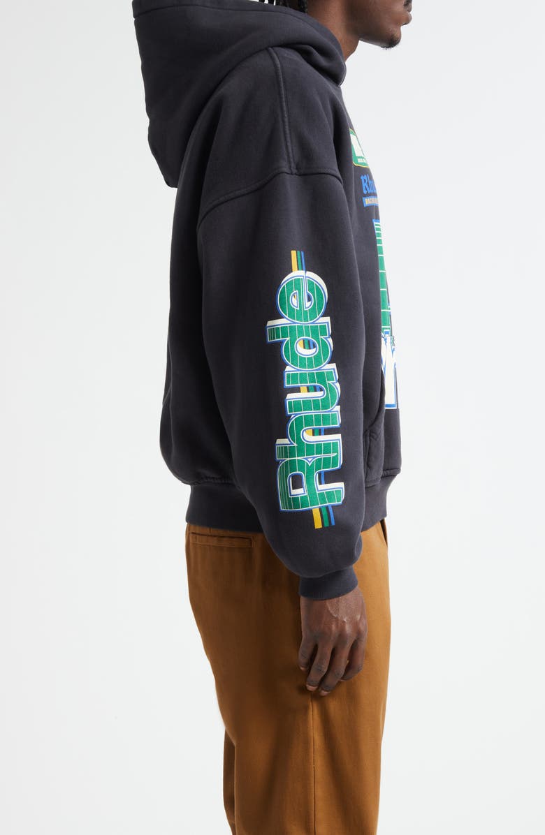 Rhude Roadway Racing Graphic Hoodie, Alternate, color, Vintage Black