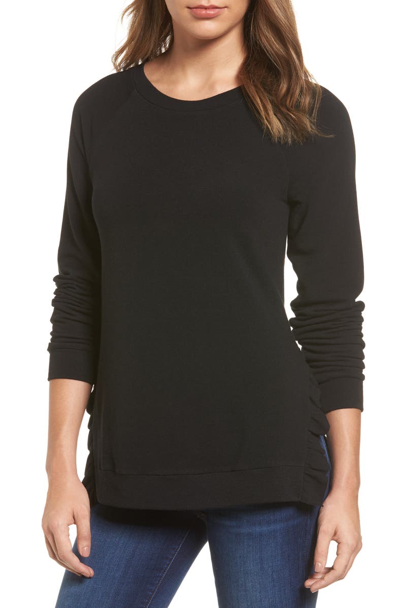 Pleione Ruffle Trim Sweatshirt, Main, color, 