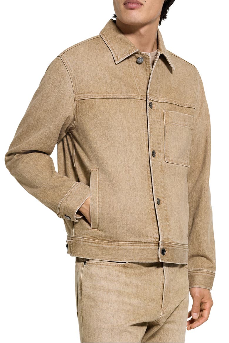 Tinted Denim Trucker Jacket, Alternate, color, WASHED BROWN