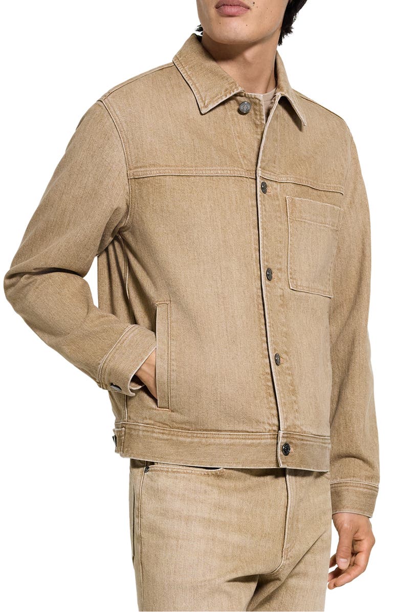 Theory Mod Cotton Denim Trucker Jacket, Alternate, color, Washed Brown