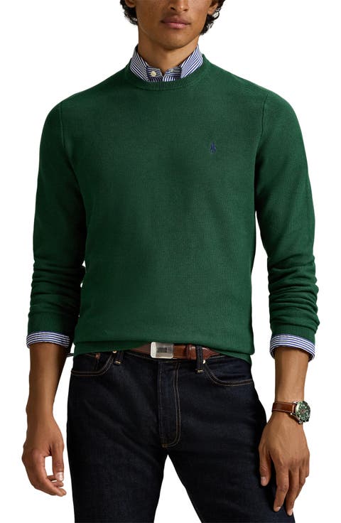 Textured Cotton Crewneck Sweater