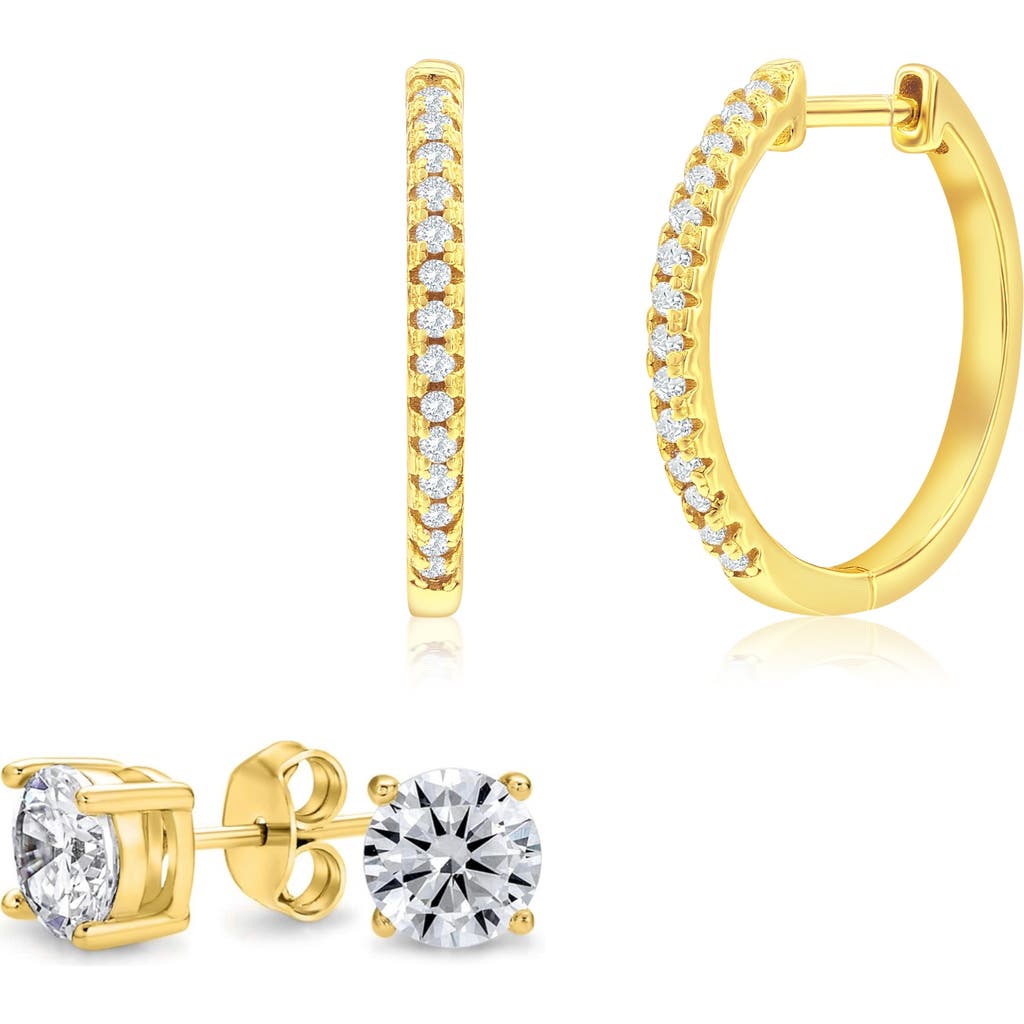 Donatello Gian Crystal Hoops And Studs Set In Gold