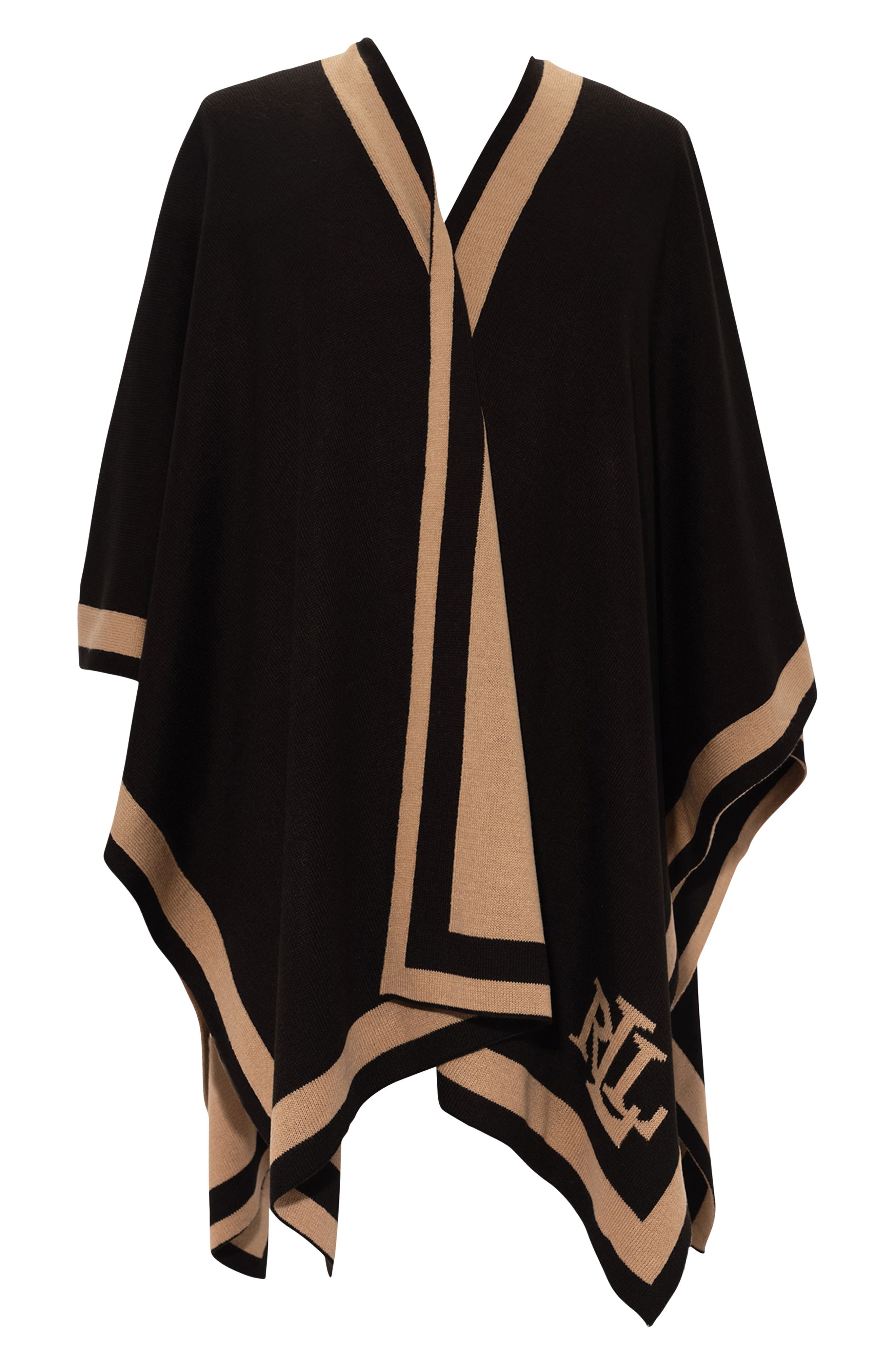 Lauren Ralph Lauren Intarsia Stripe Ruana (Women) | Nordstrom