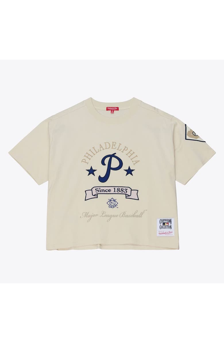 Mitchell & Ness Women's Mitchell & Ness Cream Philadelphia Phillies Cooperstown Yacht Rock Boxy Cropped T-Shirt, Alternate, color, Cream