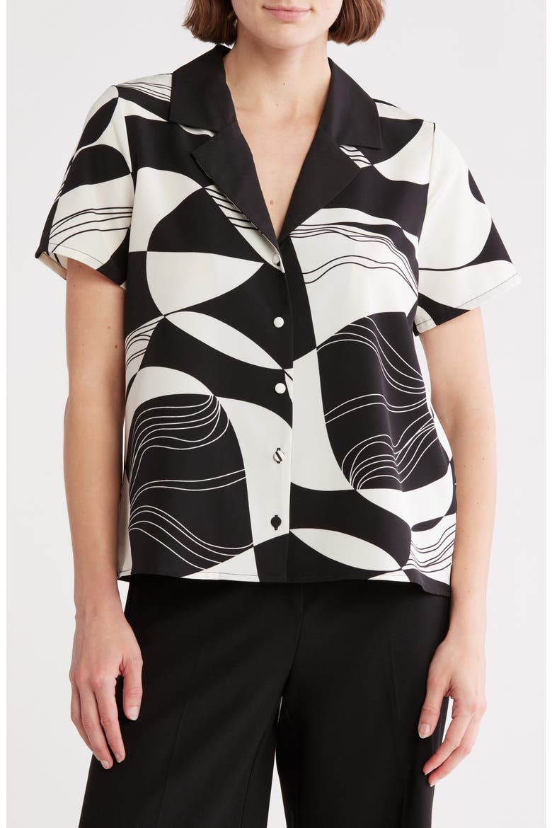 Rhythm Short Sleeve Button-Up Shirt, Main, color, BLACK/IVORY