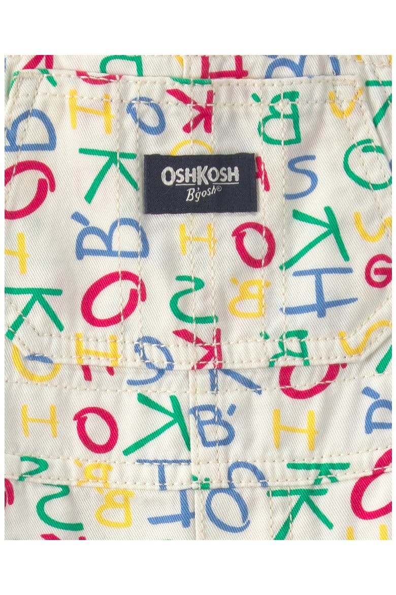 Alphabet Print Cotton Twill Overalls, Alternate, color, WHITE ALPHABET OVERALL