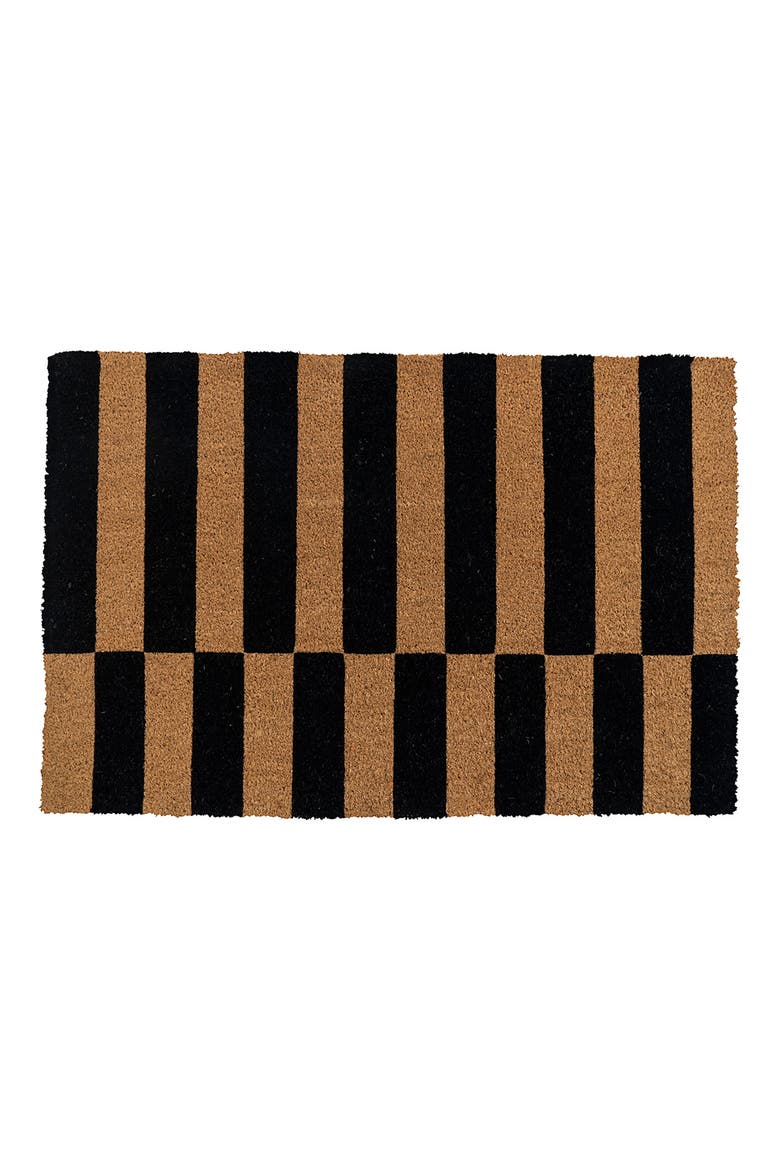Alternating Stripe Doormat, Main, color, NATURAL COIR / BLACK