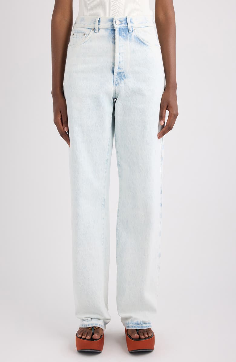 Dries Van Noten Extreme Bleach High Waist Straight Leg Jeans, Main, color, Pale Blue