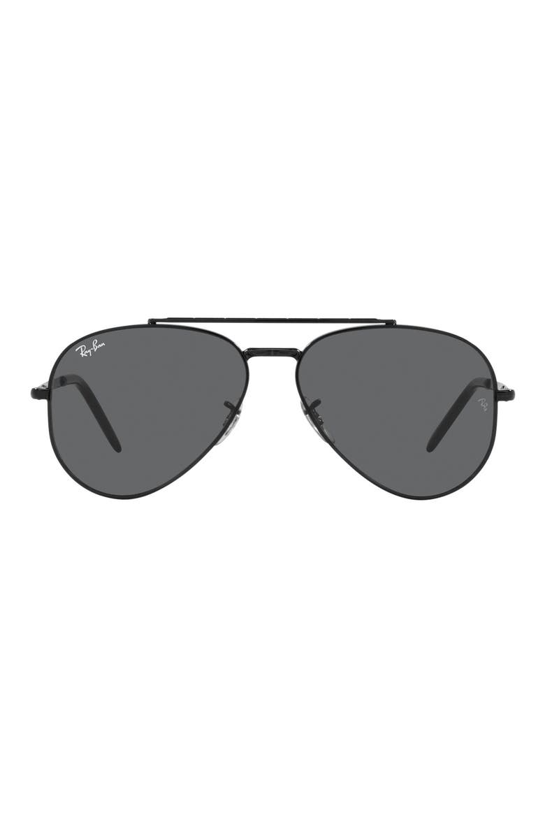 New Aviator 58mm Pilot Sunglasses, Main, color, BLACK / DARK GREY