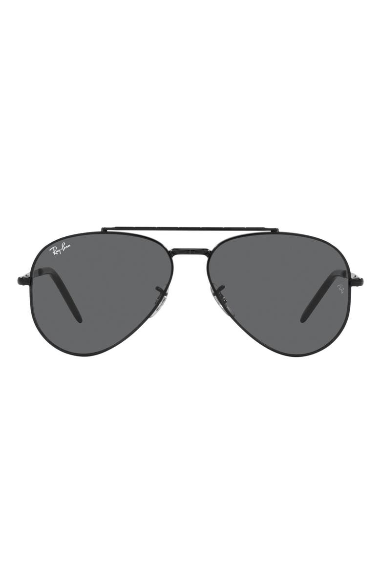 Ray-Ban New Aviator 58mm Pilot Sunglasses, Main, color, Black / Dark Grey
