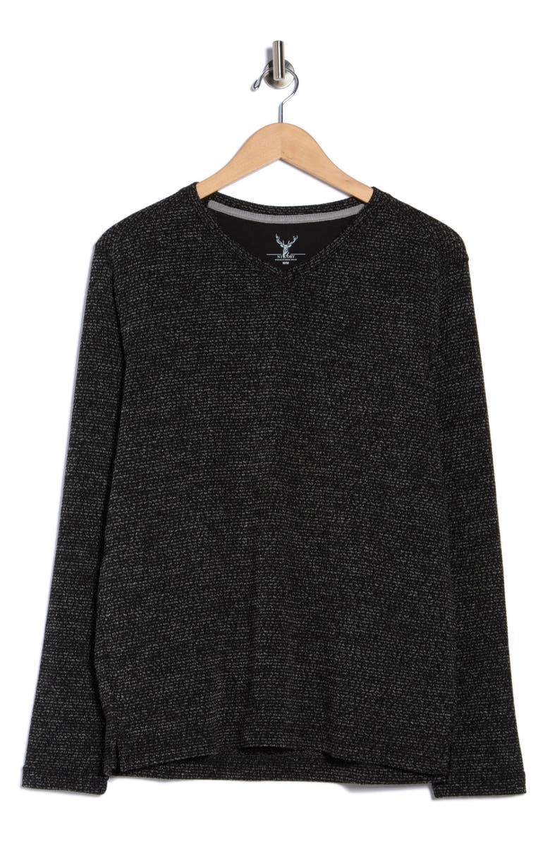 NICOBY Textured Heathered V-Neck Sweater, Alternate, color, Black