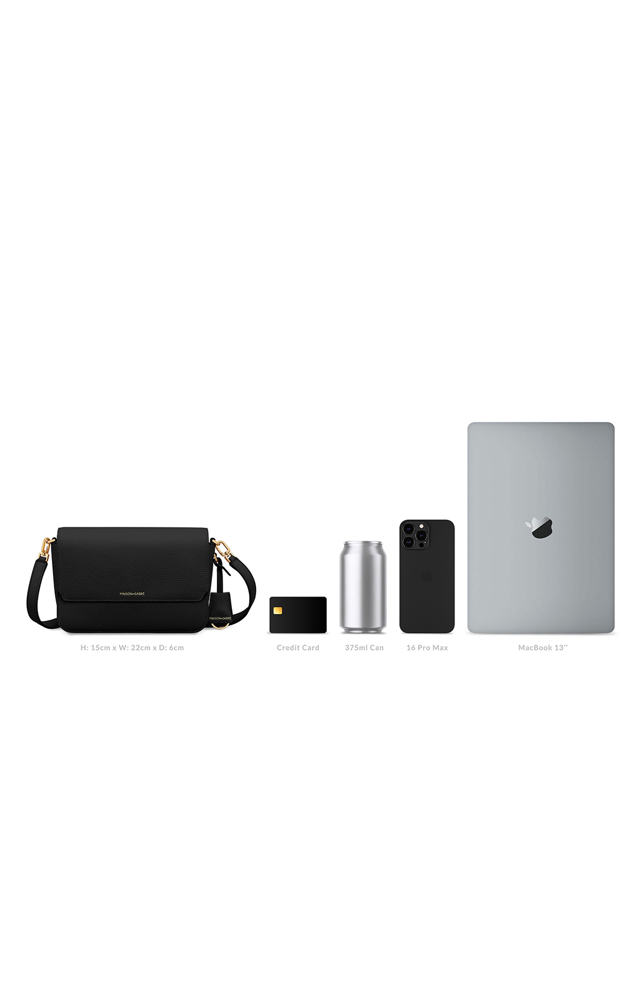 MAISON de SABRÉ Medium Leather Flap Bag, Alternate, color, Black Caviar