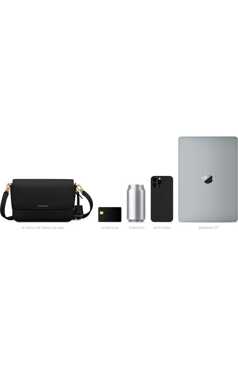 MAISON de SABRÉ Medium Leather Flap Bag, Alternate, color, Black Caviar