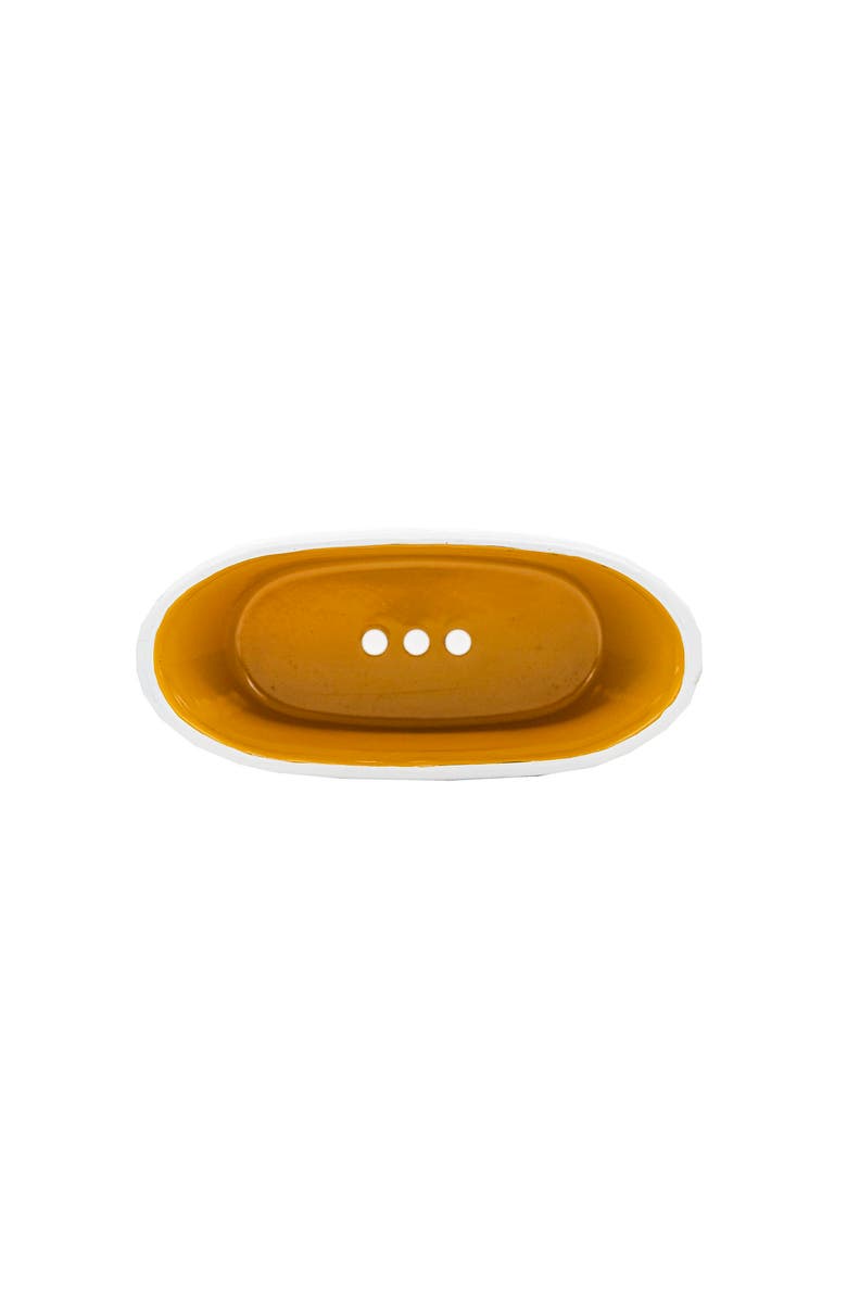 Foreside Home and Garden Mustard Enamel Bathtub Soap Dish Planter Metal, Alternate, color, Yellow