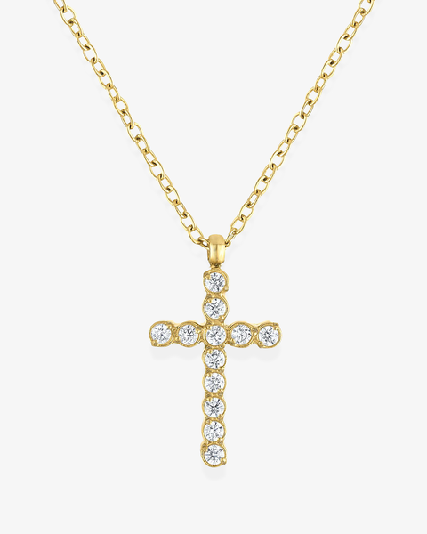 Dainty Bezel Cubic Zirconia Cross Necklace