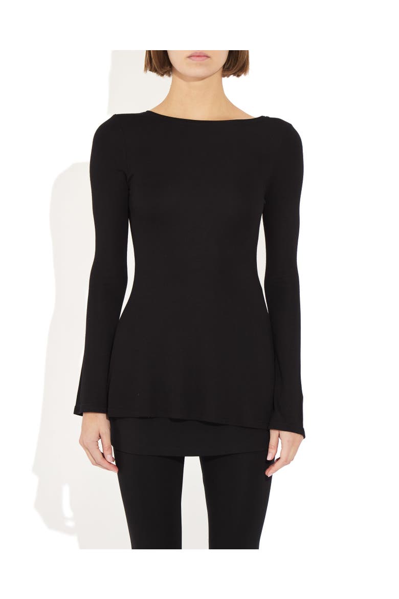 Evelyn Funnel Sleeve Top, Main, color, Noir
