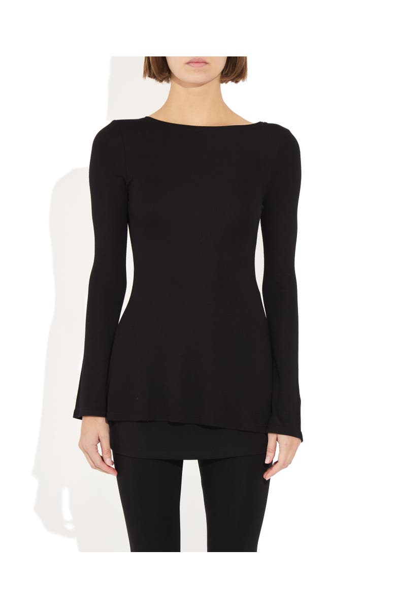 The Park Evelyn Funnel Sleeve Top, Main, color, Noir