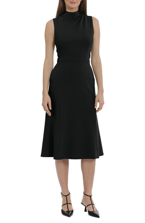 Sleeveless Mock Neck Midi Dress