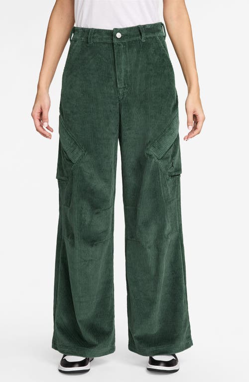 Jordan Chicago Wide Leg Cotton Corduroy Cargo Pants In Green
