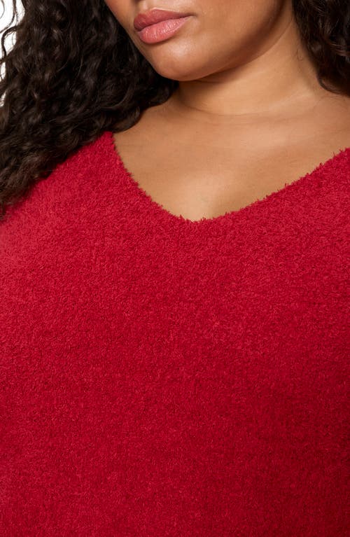 Sanctuary Teddy Fleece V-neck Sweater In Red