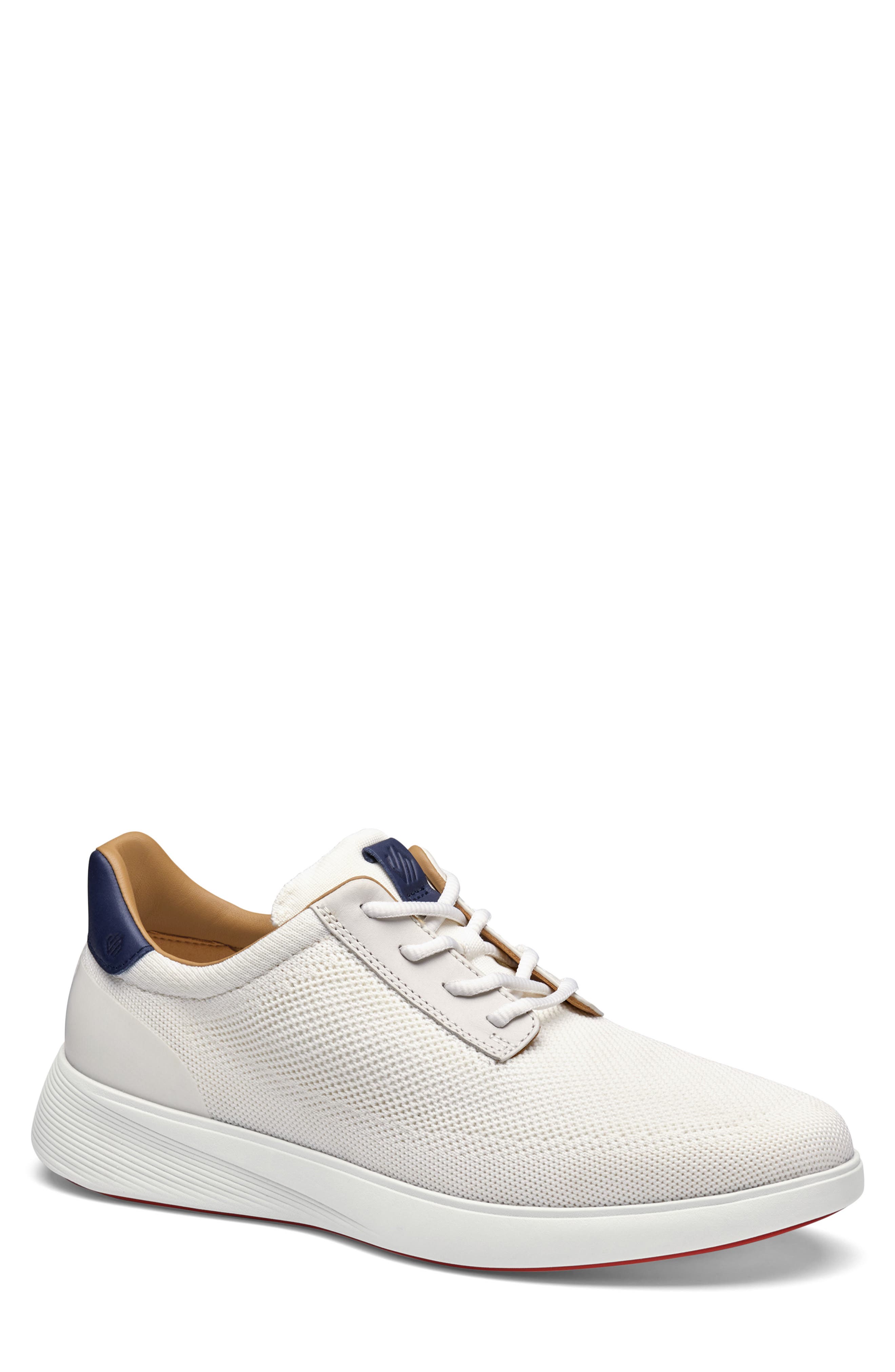 Johnston & Murphy Ackerson Knit Plain Toe Sneaker, Main, color, White Knit
