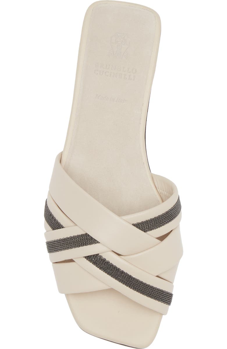 Brunello Cucinelli Monili Woven Slide Sandal, Alternate, color, Ivory/ Black