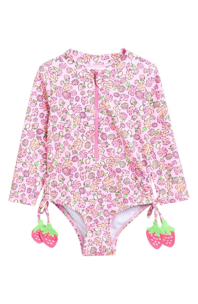 Nicole Miller Printed One-Piece Rashguard, Main, color, Strawberry Multi