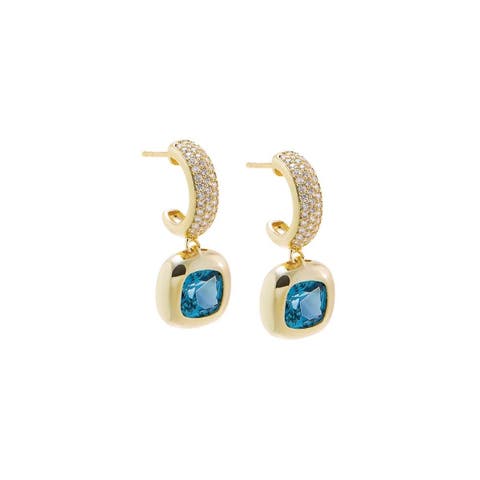 Acquamarine Cushion Cut Drop Earring