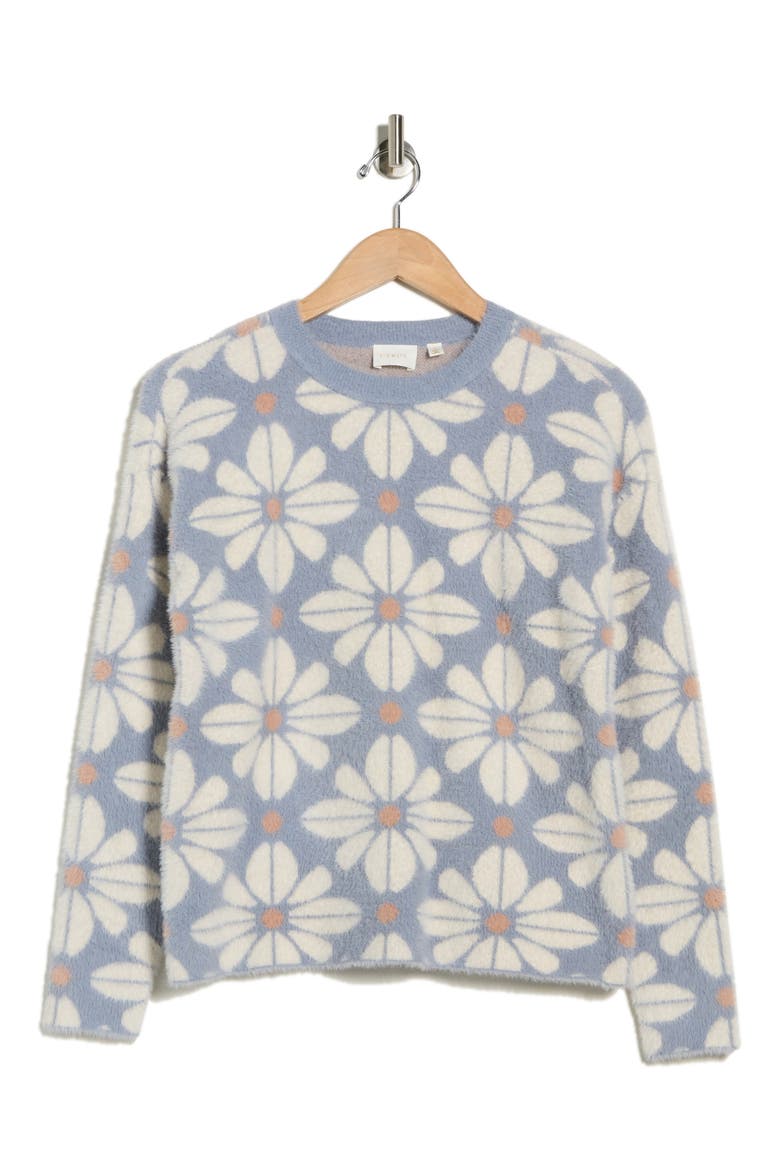 Textured Crewneck Sweater, Alternate, color, LILY BLUE