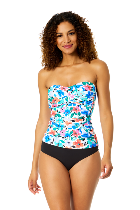 Women's Printed Twist Front Bandeaukini Swim Top